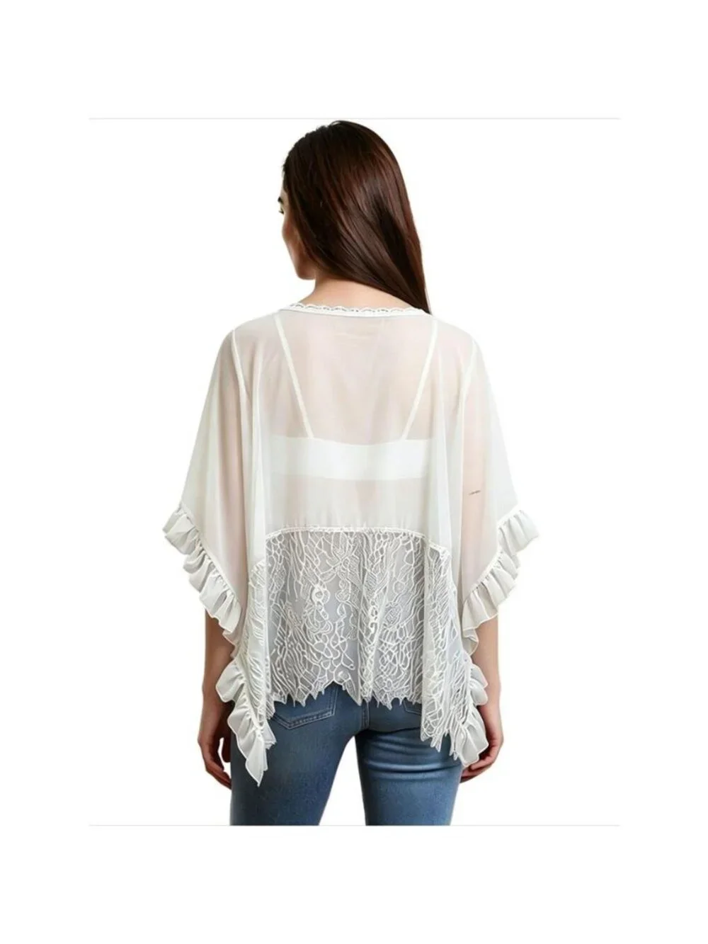 Lace Trim Flowy Cover-Up